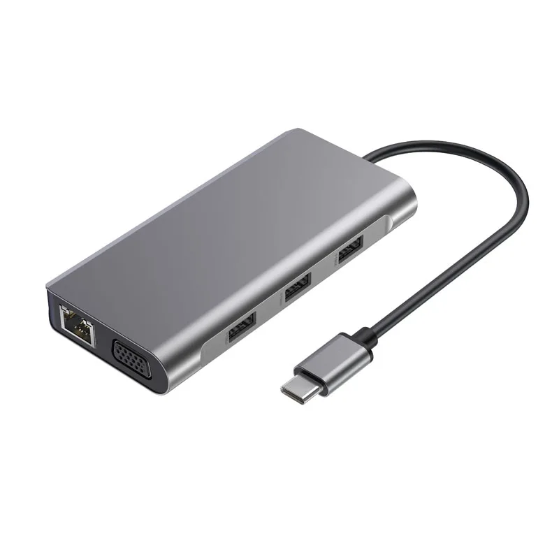 

Amazon Best office multiport usb 3.0 9 in 1 Type-C Hub docking station adapter USB C Hub, Grey silver