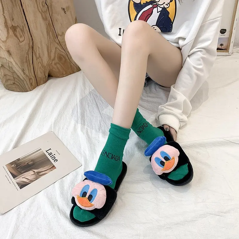 

Fashion 2021 Hot selling hair women flip-flops Popular lovely home wear cotton slippers large-billed duck slippers, Picture