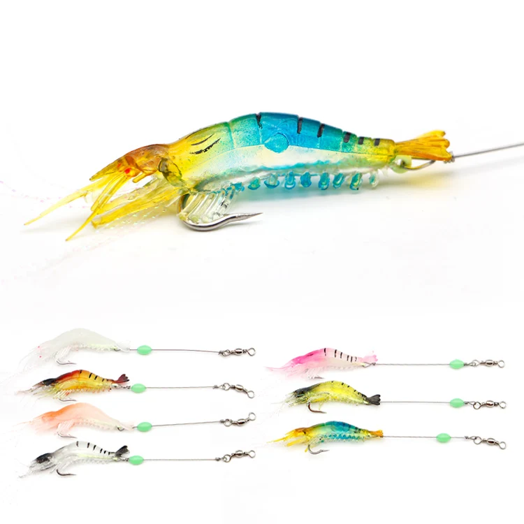 

8cm 6g high simulation Nightlight shrimp with hook shrimp soft bait shrimp lure