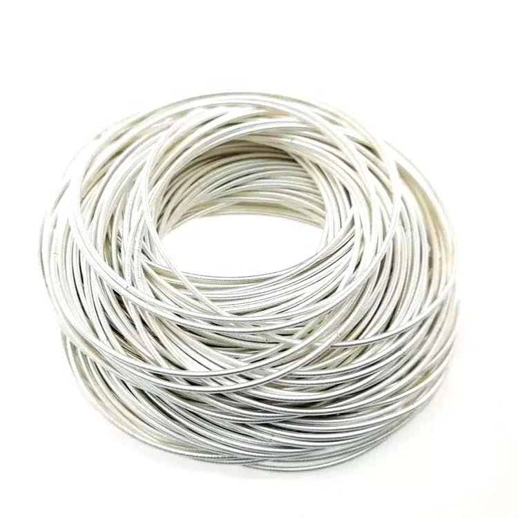 

2021 Amoryubo Free Sample Guitar String Colorful Spring Stainless Steel Set Stackable Bracelet, Silver