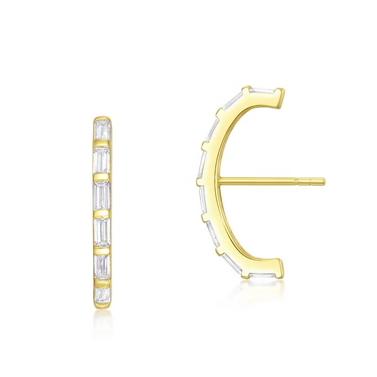 

Wholesale cheap fashion dainty delicate cz stud earrings trendy women c shape piercing earrings