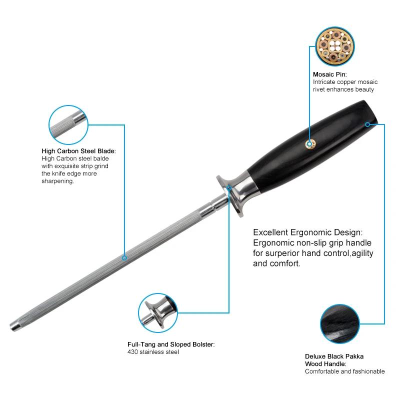 

8inch laser kitchen knife sharpening tool steel diamond pencil sharpener honing steel professional