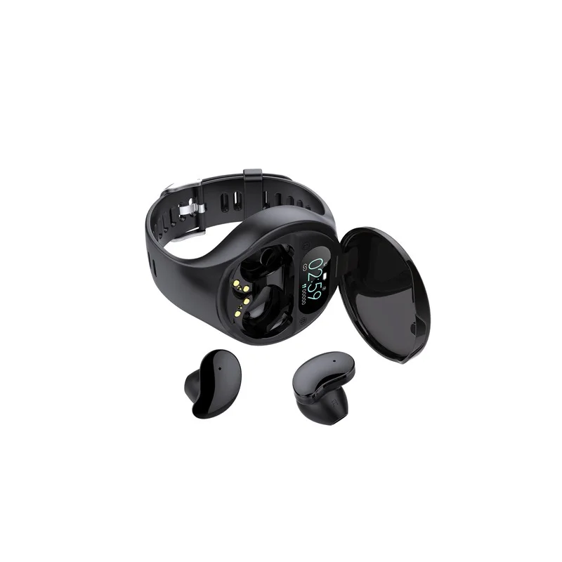 

Hot sale LED Display Sports mini earbuds wireless deepbass headphones watch with earbuds