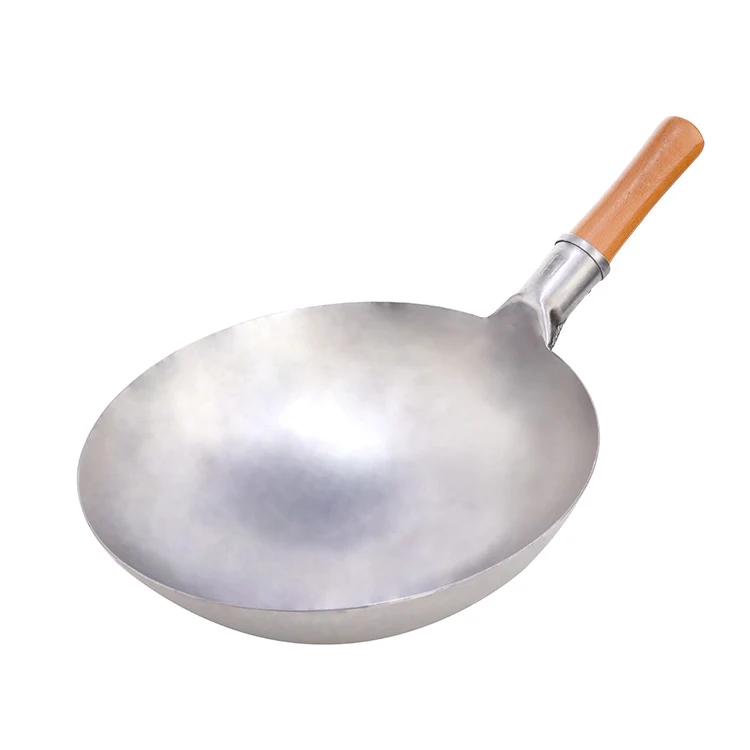 

Chinese Wok Chino Pot Set Non Stick wok Healthy Uncoated Without Rusting Iron Woks Pan, Silver