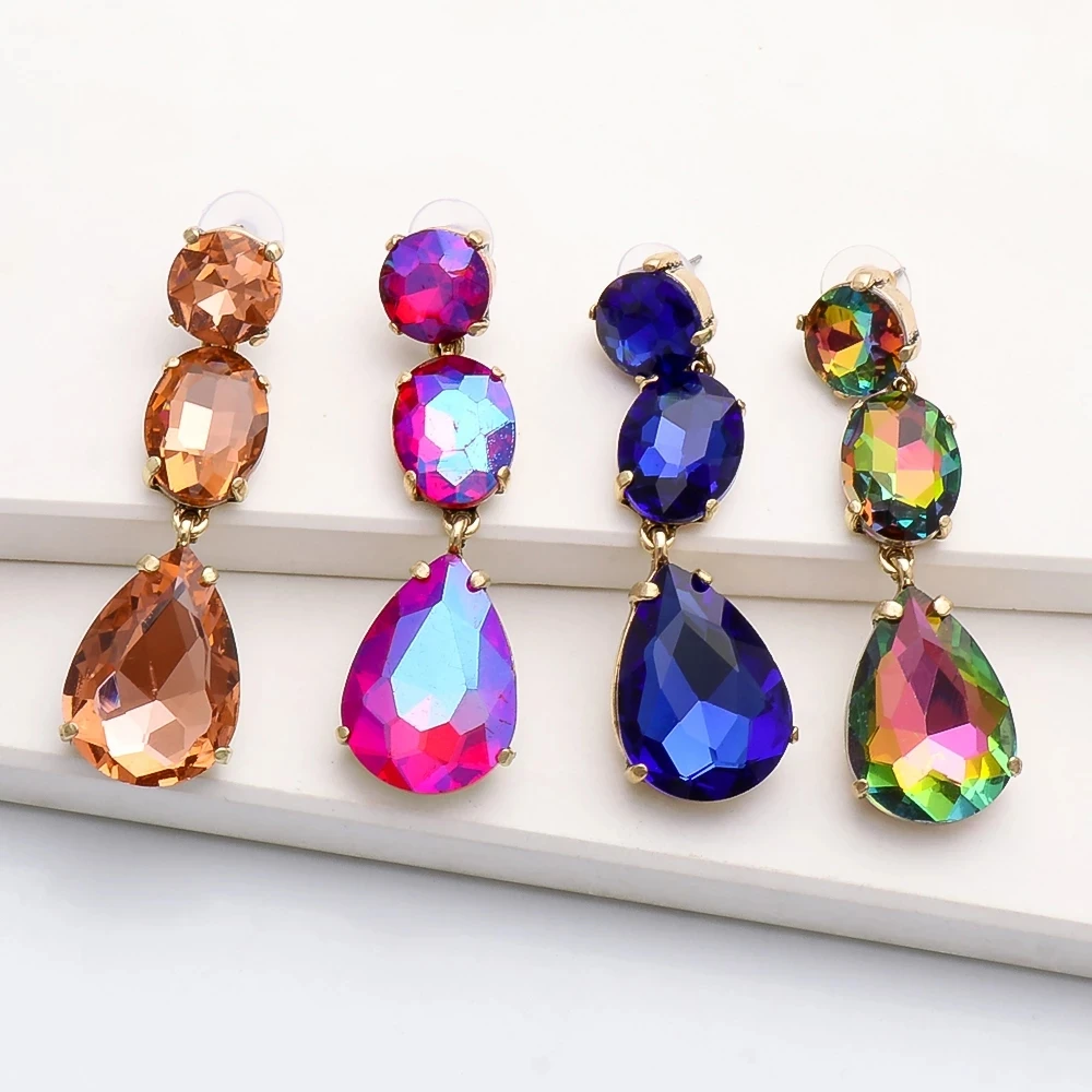 

High-quality Drop Earring Fashion Jewelry Accessories For Women New Colorful Long Waterdrop Crystal Drop Dangle Earrings, Many colors fyi