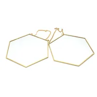 

Customized Eco-friendly DIY hanging brass material hexagon wall sticker mirror