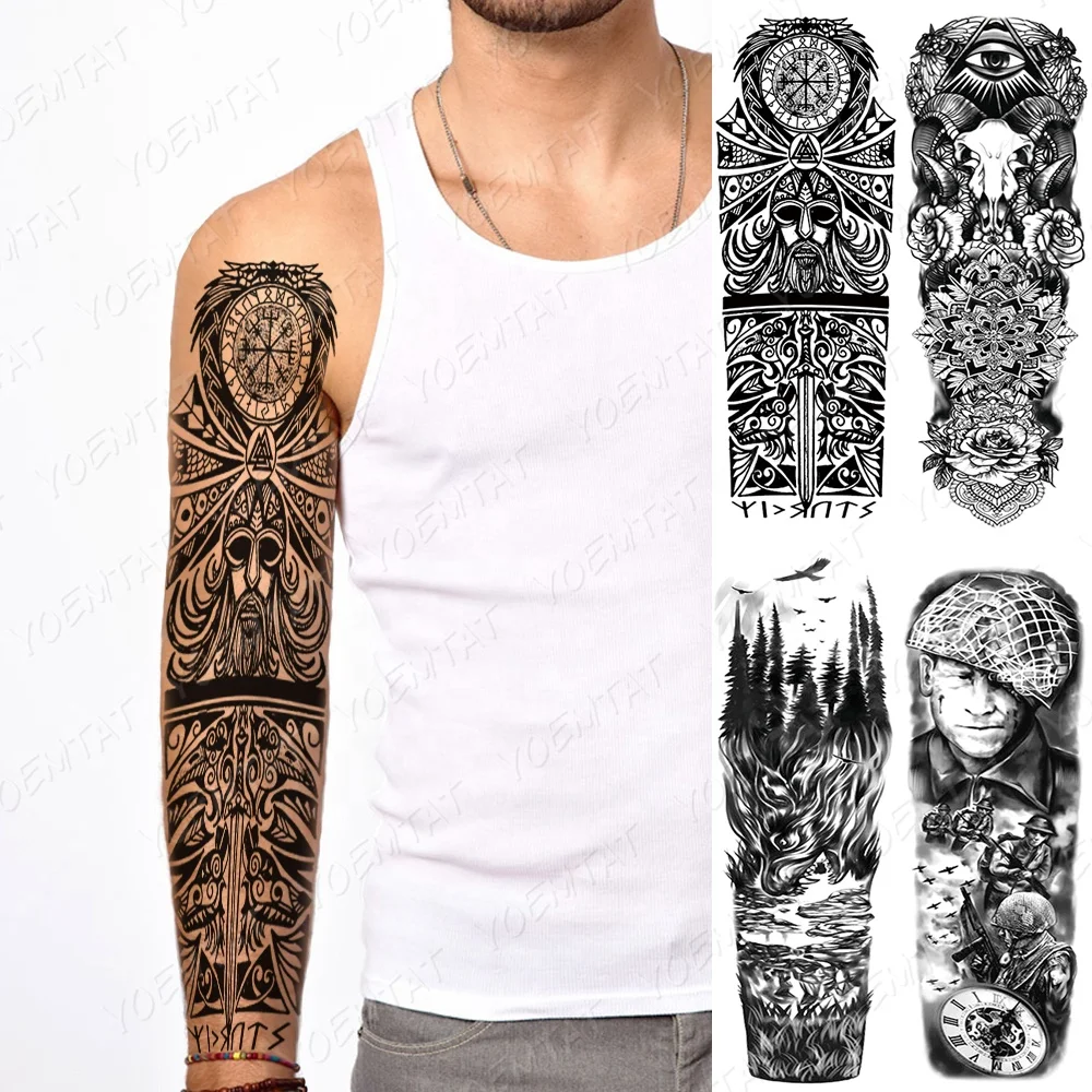 

Tattoos Temporary Custom Totem Design Water Transfer Full Arm Sleeve Sticker Tattoo, Cmyk