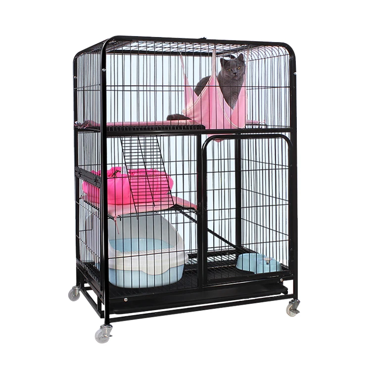 

OEM China Factory Metal Wire Mesh Cat Crate Two Door Folding Portable Dog Crates Animal Pet Cage