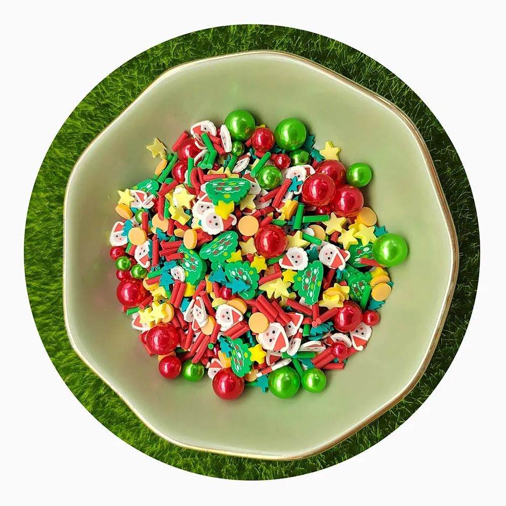 Christmas Tree Santa Star Pearls Polymer Clay Hot Slices Sprinkles for Slime Filling DIY Crafts Nail Art Decoration