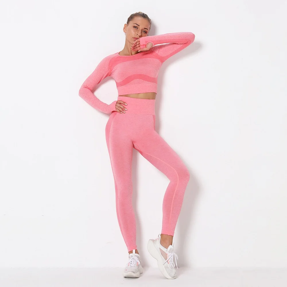 

Explosion Slim Shaped Vest Leggings Women Two-piece Hollow Sports Yoga Set Seamless Yoga Suit Female High Waist Running Suit