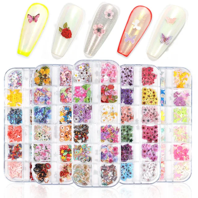 

Halloween Christmas DIY Manicure Wood Pulp Nail Art Ginkgo Maple Leaf Nail Sequins Simulation 3D Butterfly Flower Nail Sticker