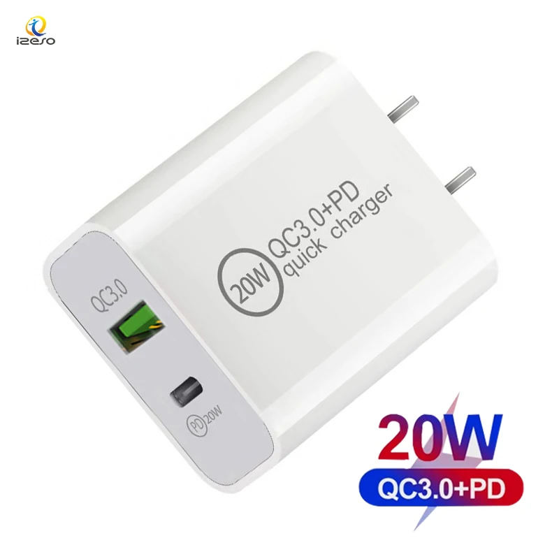 

Factory Hot Sale USB C PD QC3.0 Fast Charger 20W 18W Wall Charge Adapter For iPhone 12 Pro Max, White