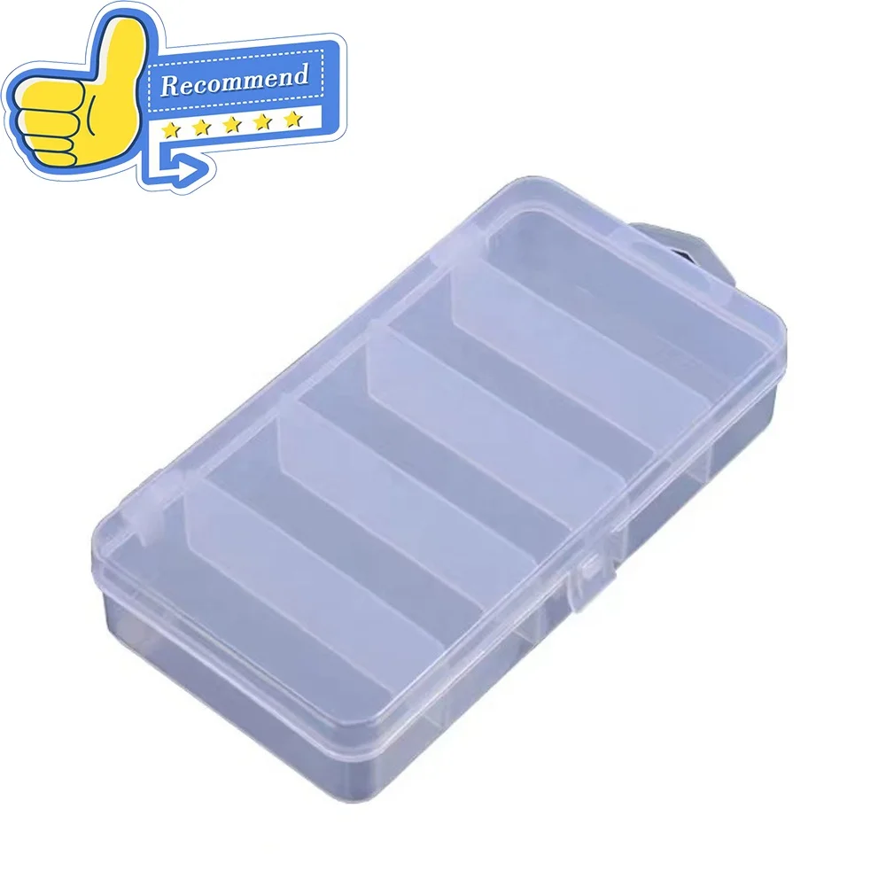 

Leading 5 Slots M size Plastic Single Buckle hangable Tackle Box Fishing lure box, Transparent