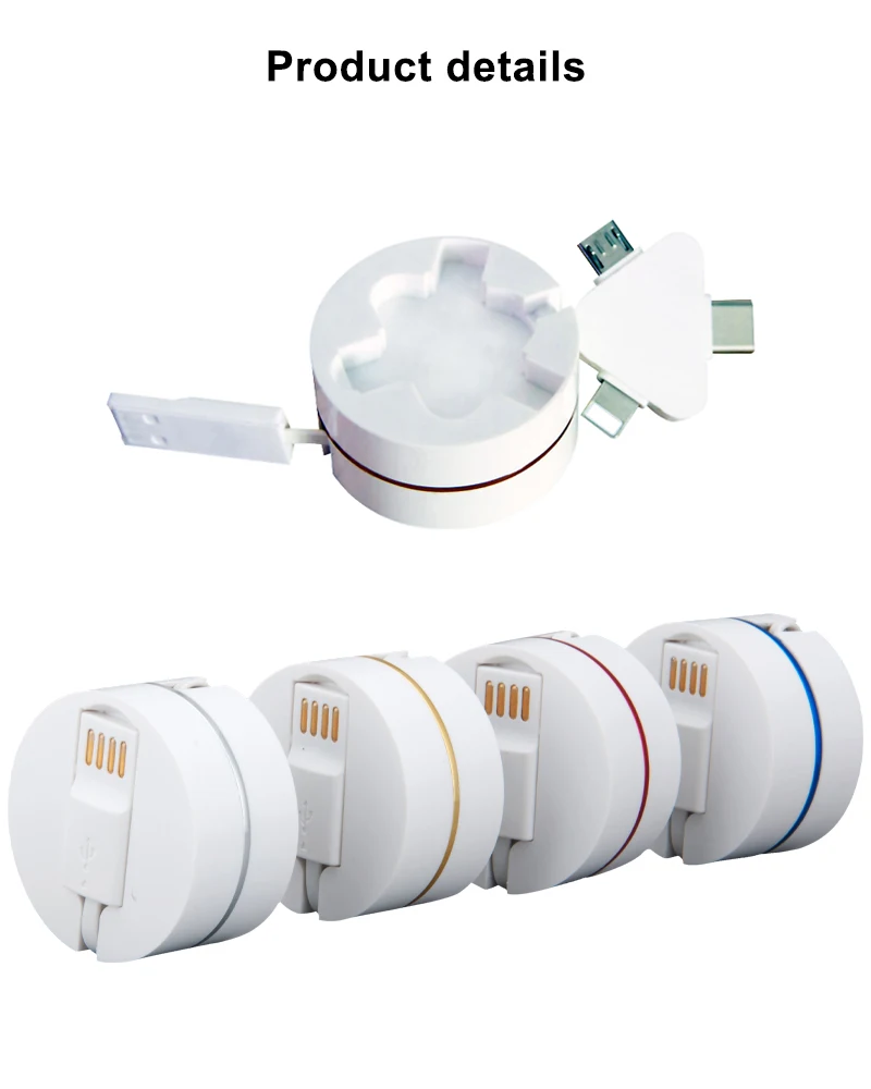 3 in 1 Retractable Round Box USB Cable Portable Multi Charger Cable New idea consumer electronics - ANKUX.COM
