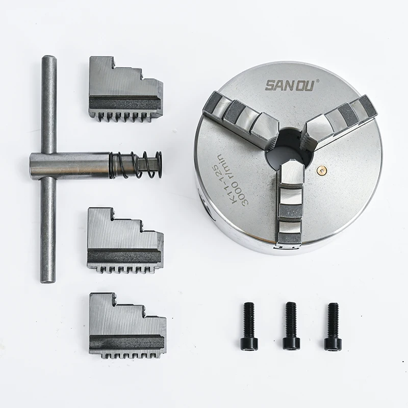 Lathe Chuck 125mm SANOU 3 Jaw Self-Centering Chuck K11-125 Precision Manual Metal Lathe Chuck for Mini Lathe WM210V