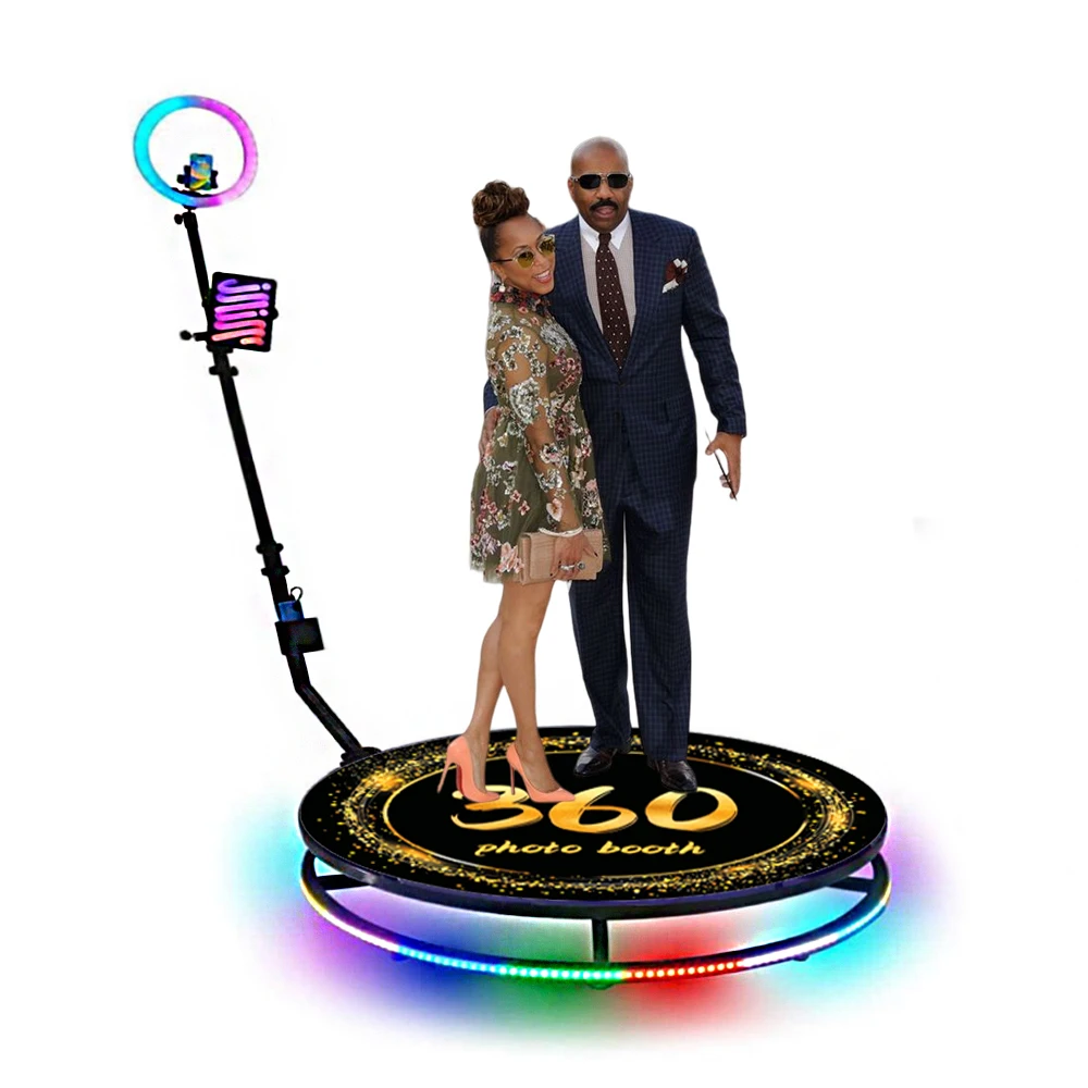 

2023 new adjustable popular design 360 video photo booth Machine Platform automatic spin Party Wedding 360 PhotoBooth for sale