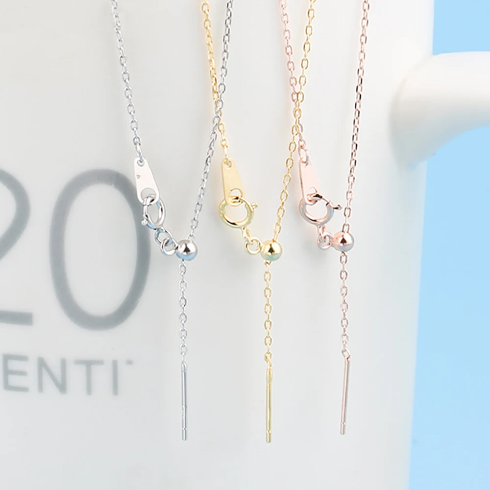 

Minimalist 316L Stainless Steel Silicone Adjustment Ball With Needle 14k 18k Gold Adjustable Link Chain Necklace, Silver/gold color/rose gold color
