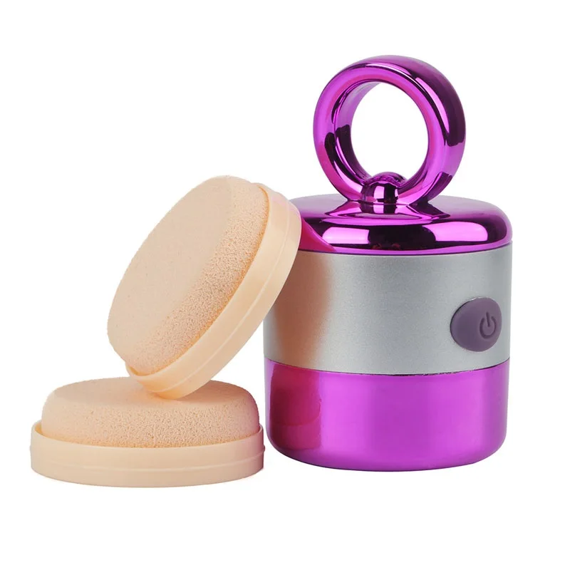 

Beauty Face Primer Compact Electric Powder Puff Makeup Sponge Holder, Pink, golden