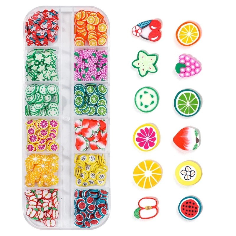 

3D Fruit Tiny Slices Decoration Acrylic Beauty Nail Sticker Accessory Polymer Clay Nail Fruit Slices, Blue,red,pink,yellow,multi colors