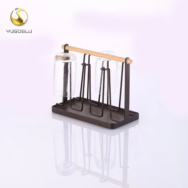 

New Iron Metal Craft Japanese Upside-down Cup Drain Rack Glass Hanger Shelf Container Cup Drying Holder Kitchen Accessories, Color
