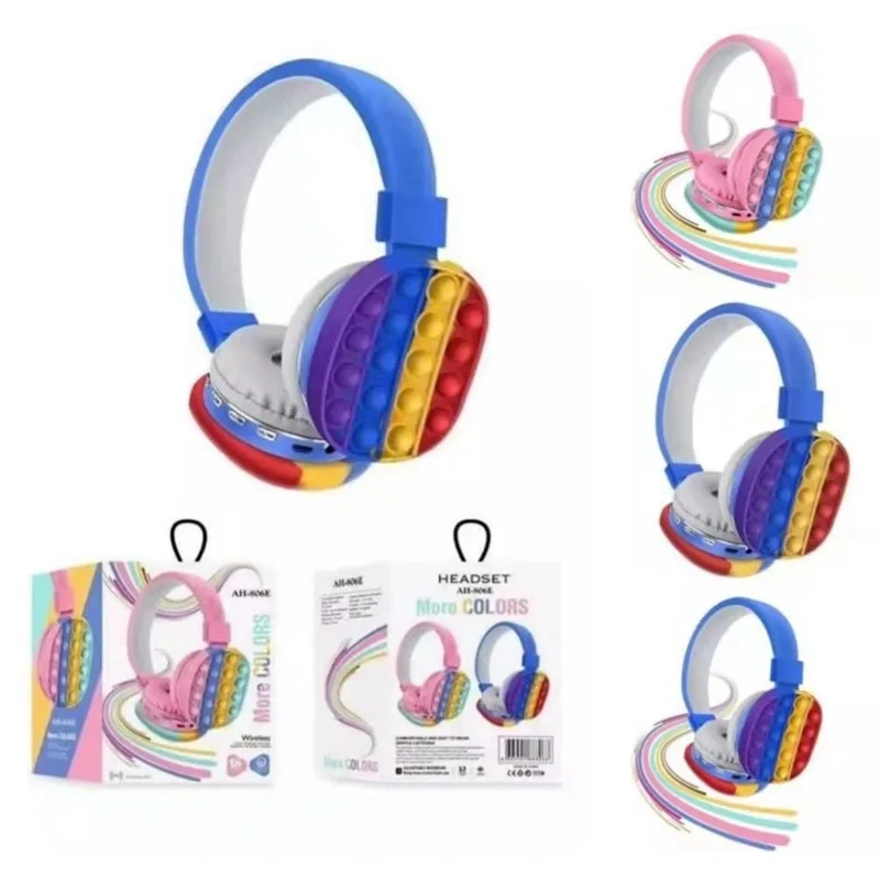 

New Style Push Silicone Bubble Headset Fidget Toy Popper Sensory Earphone Headphones, Multi