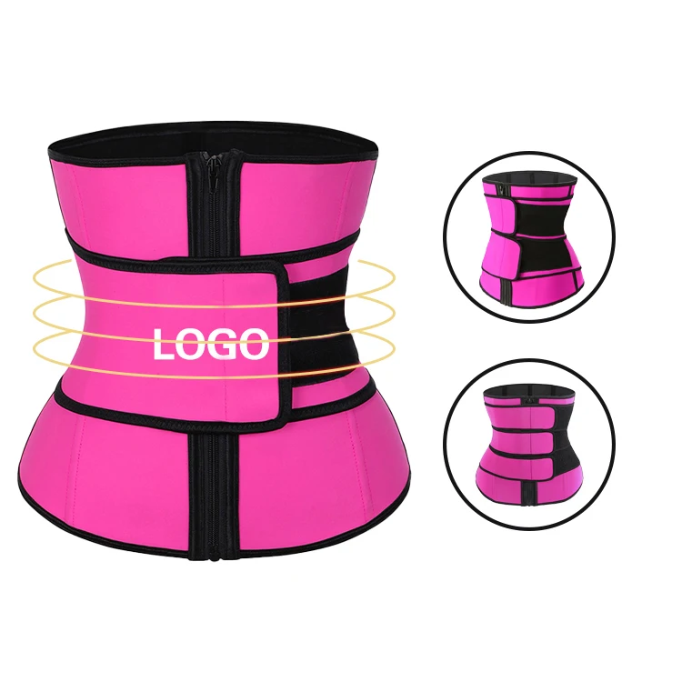 

Top selling plus size breathable adjustable double belt punching latex 9 steel bone waist trainer