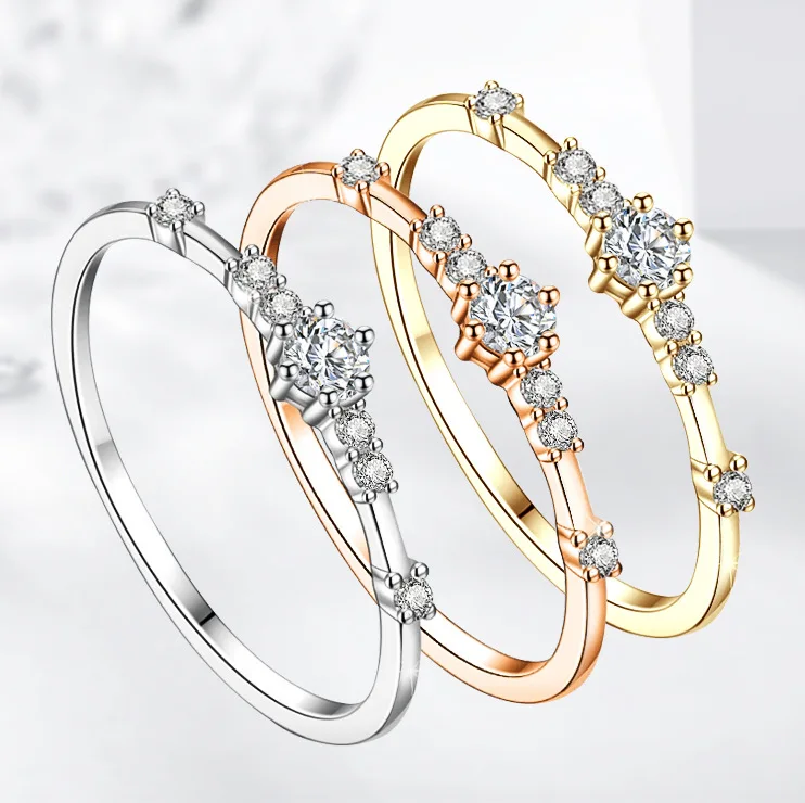 

Net red 7 small broken diamond rings, Japanese and Korean student tail rings, micro inlaid zircon ins wind 10 points jewelry