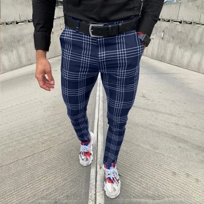 

Mens Sport Pants Long Summer Slim Fit Running Joggers Sweatpants Ankle-length Casual Plaid Trousers Pants Men Male