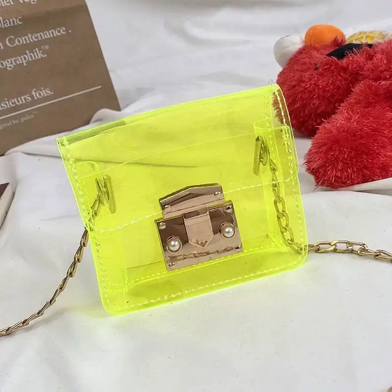 

2020 Summer new fashion yellow color girls mini clear jelly purses for kids, Pics