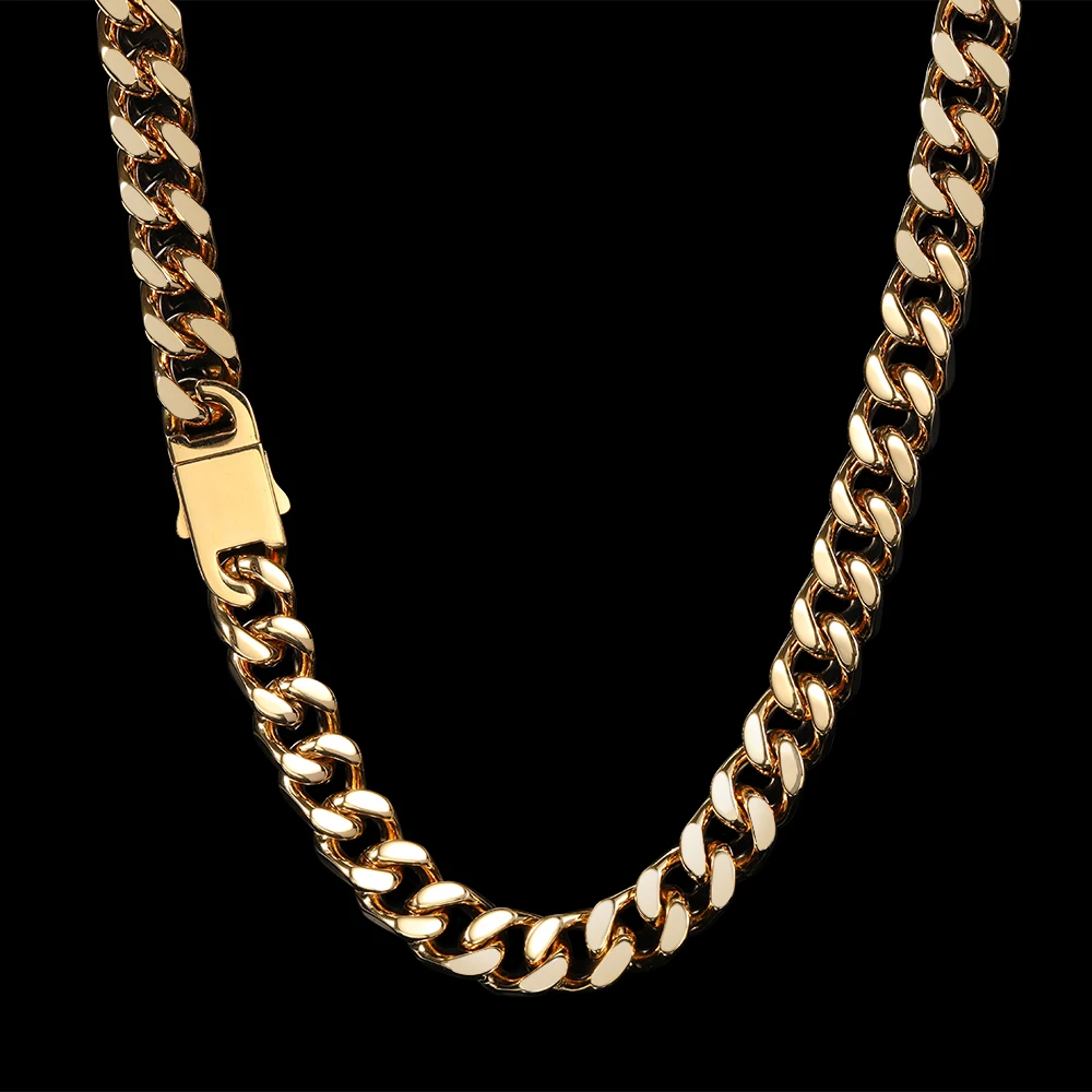 

Verena Dropshipping Heavy Men's Hip Hop Miami Cuban Link Chain Choker 18k Gold Stainless Steel Miami Cuban Link Chain, 14k/18k/white gold