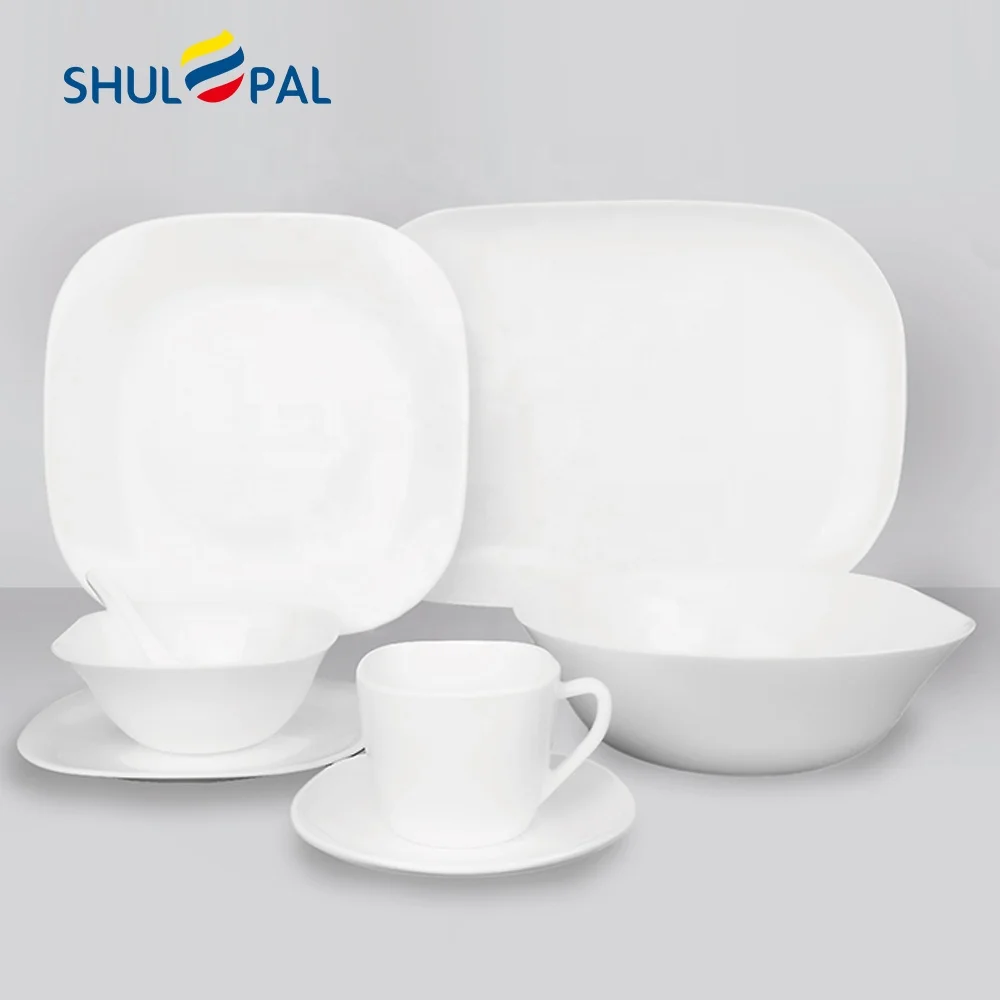 

New Design Opal Dinnerware Square 38Pcs Decal Tableware Wedding Hotel Dinner Set