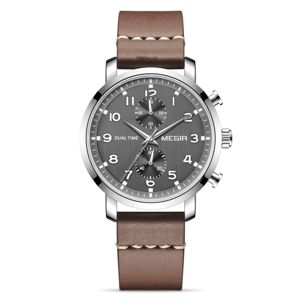 

MEGIR 2160 High Quality Lines Leather Wrist Watches Waterproof wholesale chronograph Mens Watch