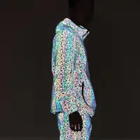 

2019Fashionable LIGHT REFLECTIVE color-changing hoodie men clothing high-grade fabric with cap men jacket