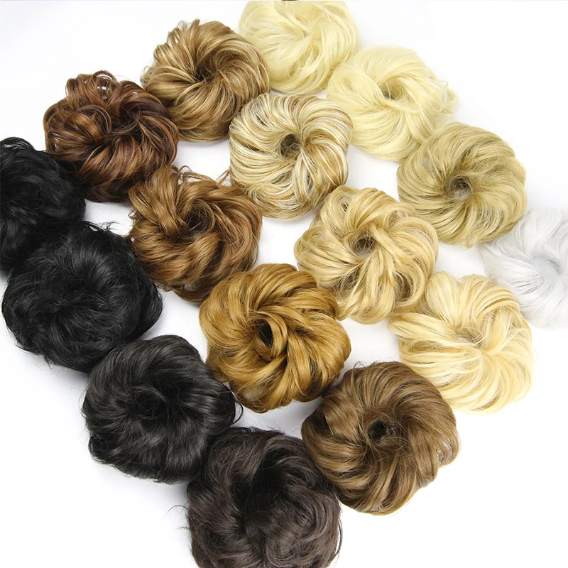 

Free Sample synthetic hair bun wedding hair, hair scrunchies bun,hair bun band, Color