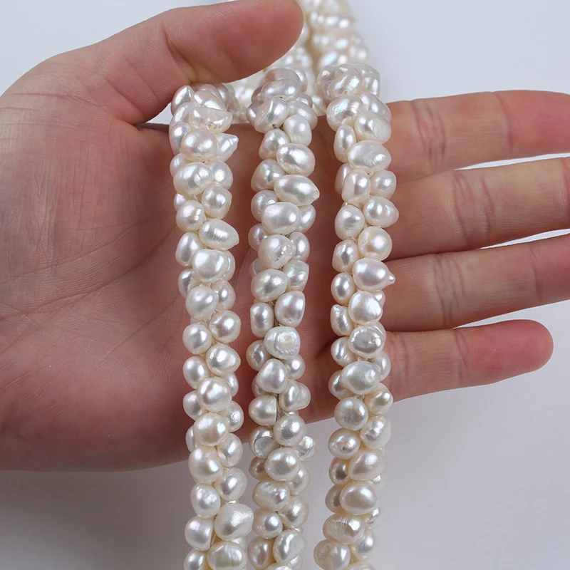 6-8mm wholesale natural white freshwater baroque bag chain