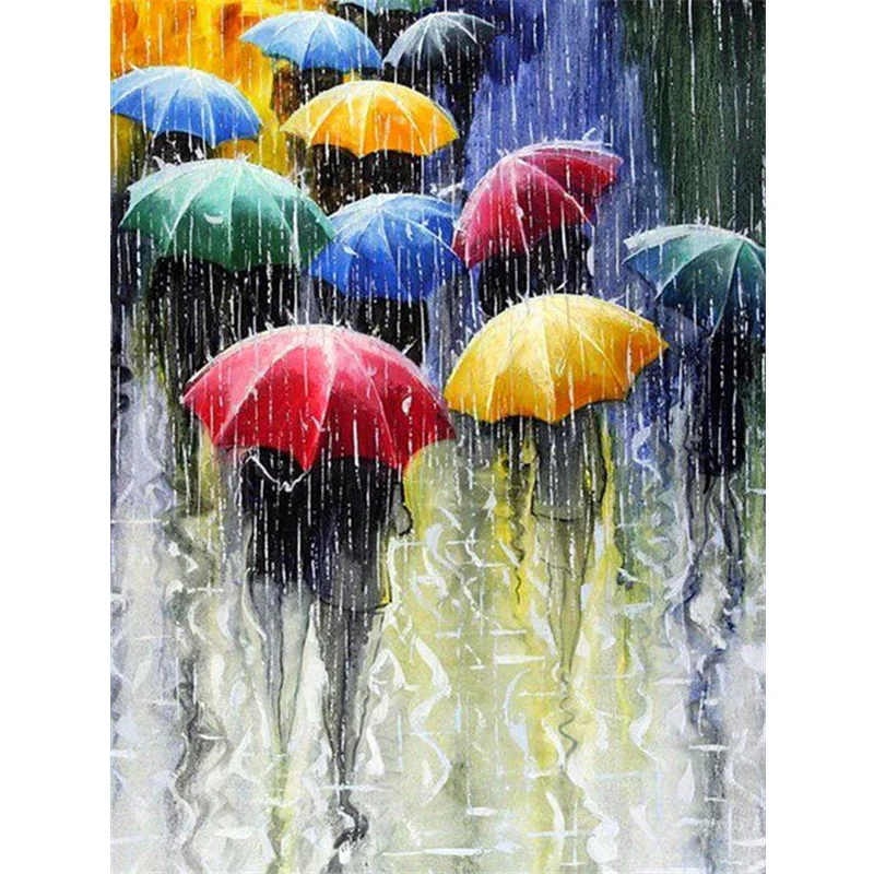 

HUACAN Modern Fashion Diamond Painting Landscape Diamond Mosaic Portrait Umbrella Rain 5D DIY Photo Custom For Home Decor