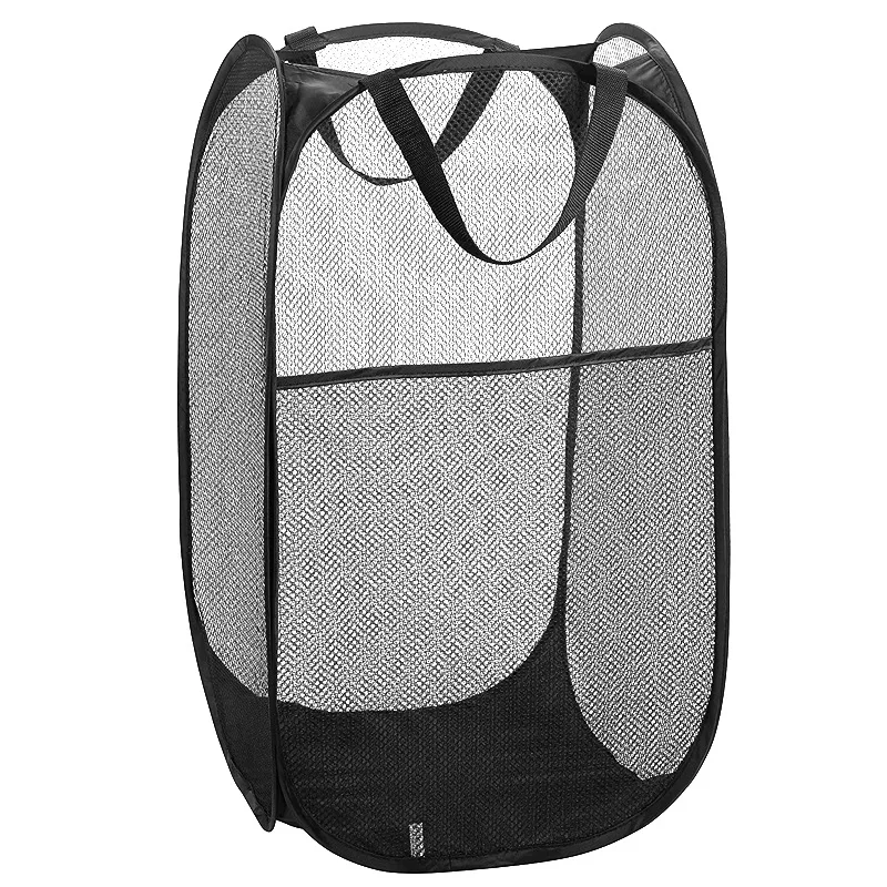 

2021 hot sale Mesh Laundry Basket Collapsible Portable Clothes Storage basket with Carry Handle Washing Laundry Basket, White/navy blue /black or any color is available