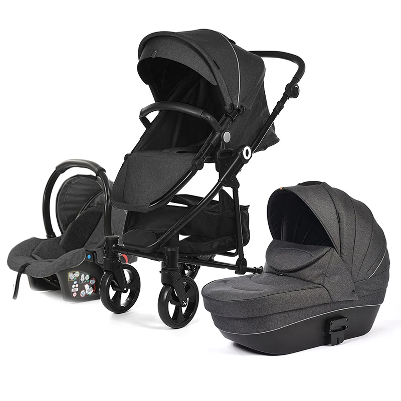 

EN1888 wholesale fashion luxury black oxford 3 in 1 Baby Stroller And Car Seats