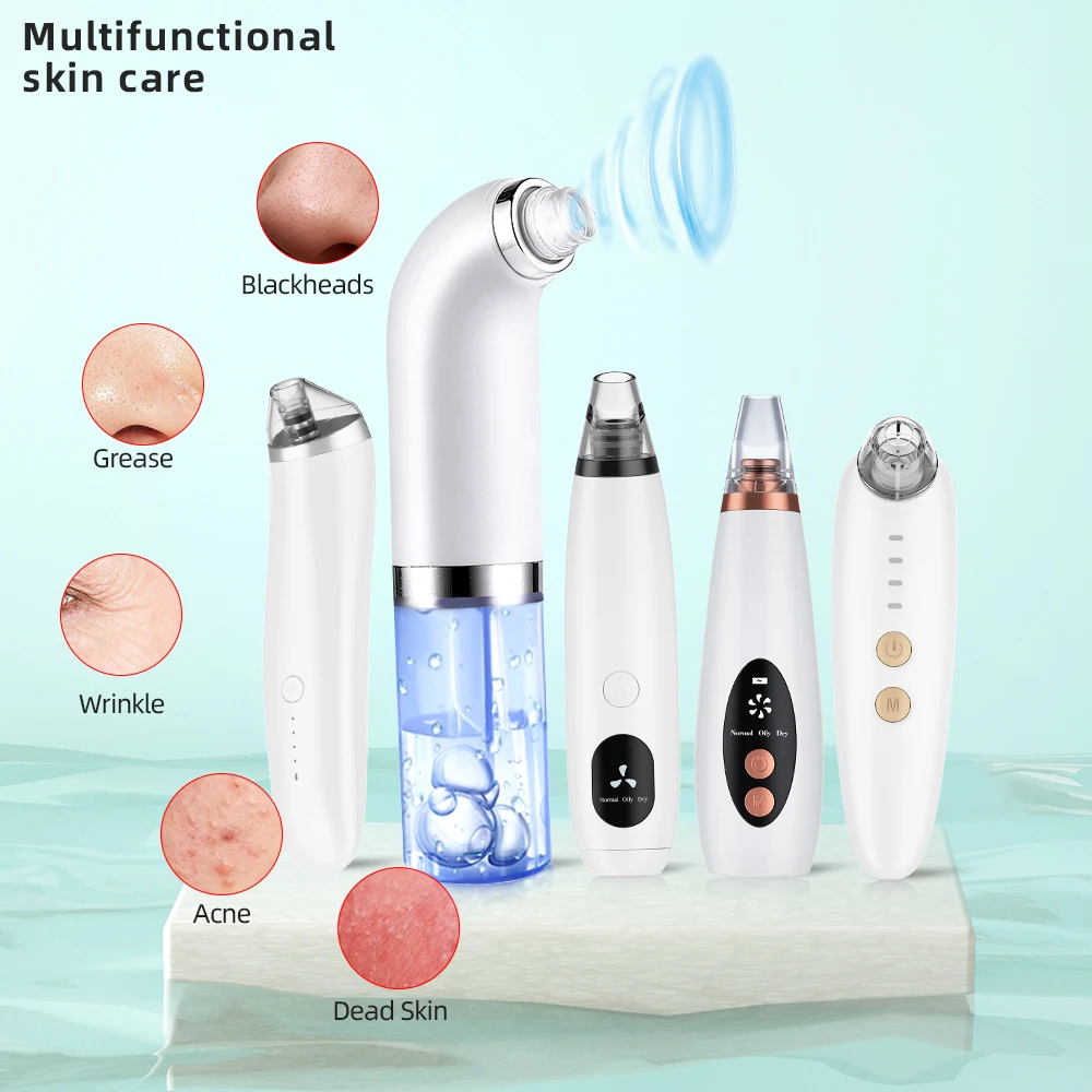 

portable face beauty black head cleaner electric pore cleaner acne clean remover tool set killer blackhead remover vacuum, White