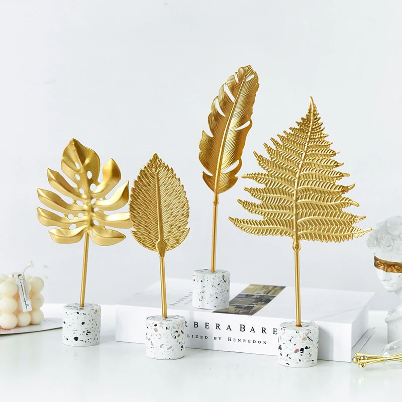 

2021 new arrival home accent decor accessories leaf designs home decoration, Gold