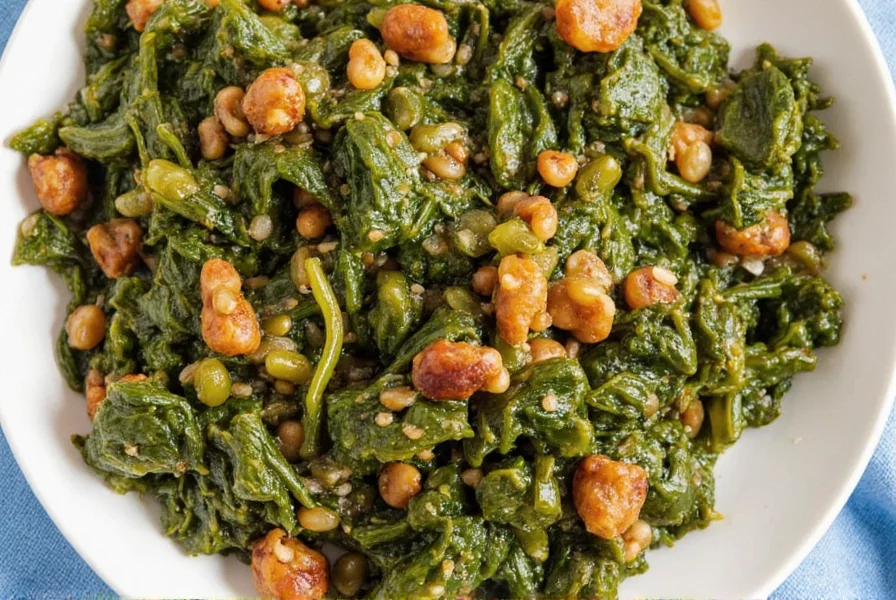Apple cider vinegar bottle beside collard greens