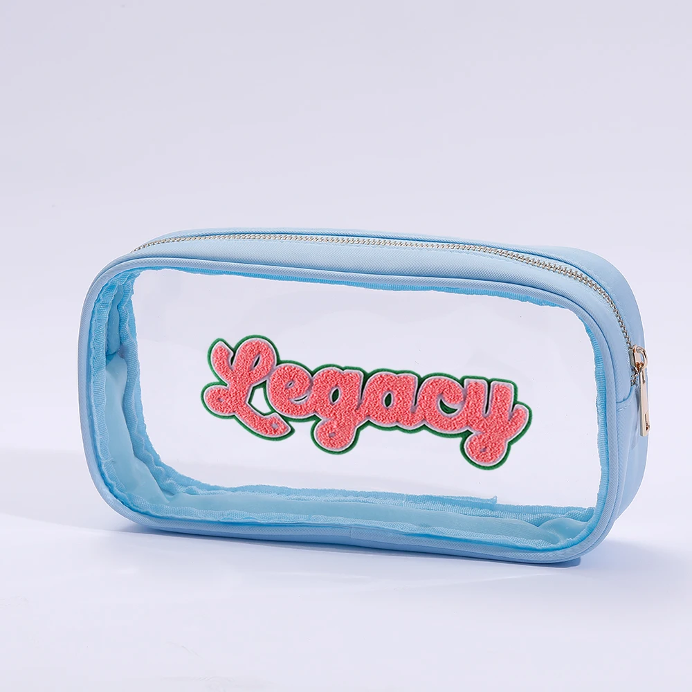 

Keymay Personalized Portable large waterproof clear Cosmetic Bag Ladies Organizer PVC Transparent Wash Bag Travel Toiletry Bag
