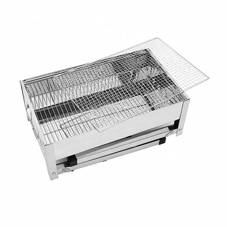 

Large cooking area Foldable BBQ Grill Outdoor Factory price Portable barbecue grill, Silver