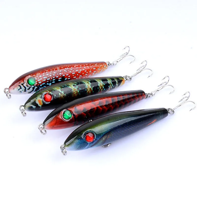 

1Pcs 9.5cm/11.6g Top-Water Pencil Lures Color Painting Artificial Hard Fishing Baits With 6# Treble Hook Wobblers For Fishing