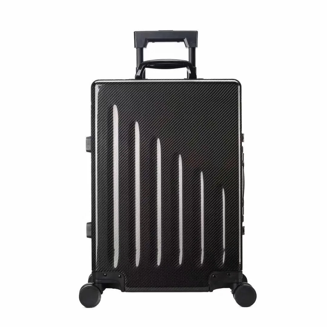 Hot  High quality    portable luxury travelling Carbon fiber luggage travel Suitcase trolley