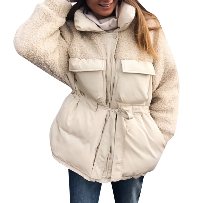 

2020 new arrivals winter collection women fashion puffer thick bubble coat contrast sherpa coat