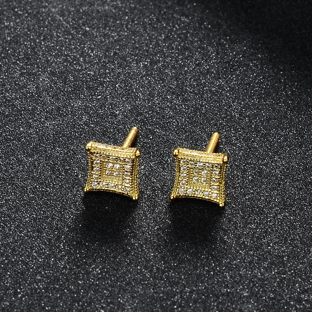 

50% Discount Hot Sale Shiny Micro Pave Cz Geometric Earring Sterling Silver Plated Iced Out Crystal Rhinestone Square Earring