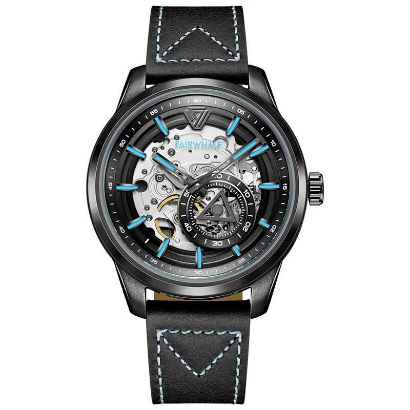 

Fairwhale Watch Mechanical Custom Logo Hand Watch For Men With Leather Strap