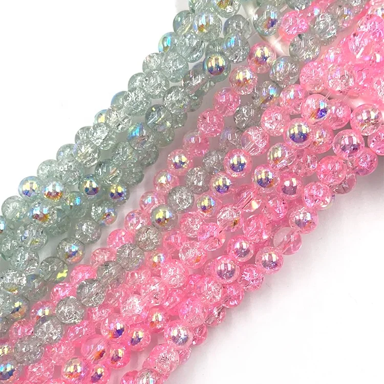 

Stock for sale crackle glass beads 6mm sparkling beads with ab for glass beads price, All color is available