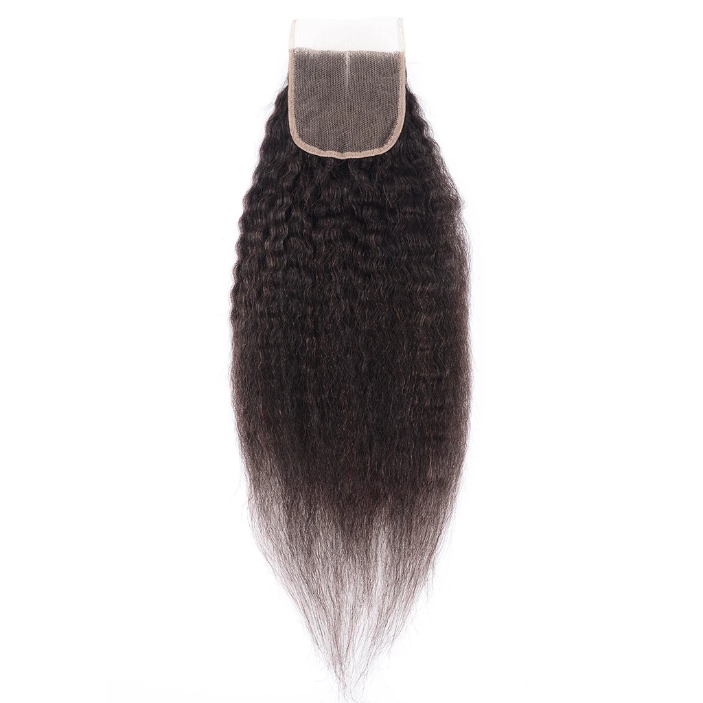 

SENSE Cheap Wholesale Kinky Straight Curly Human Hair Extensions With Closure Frontal, Color 1b